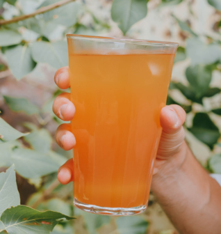 Passion fruit and citrus iced tea with spices