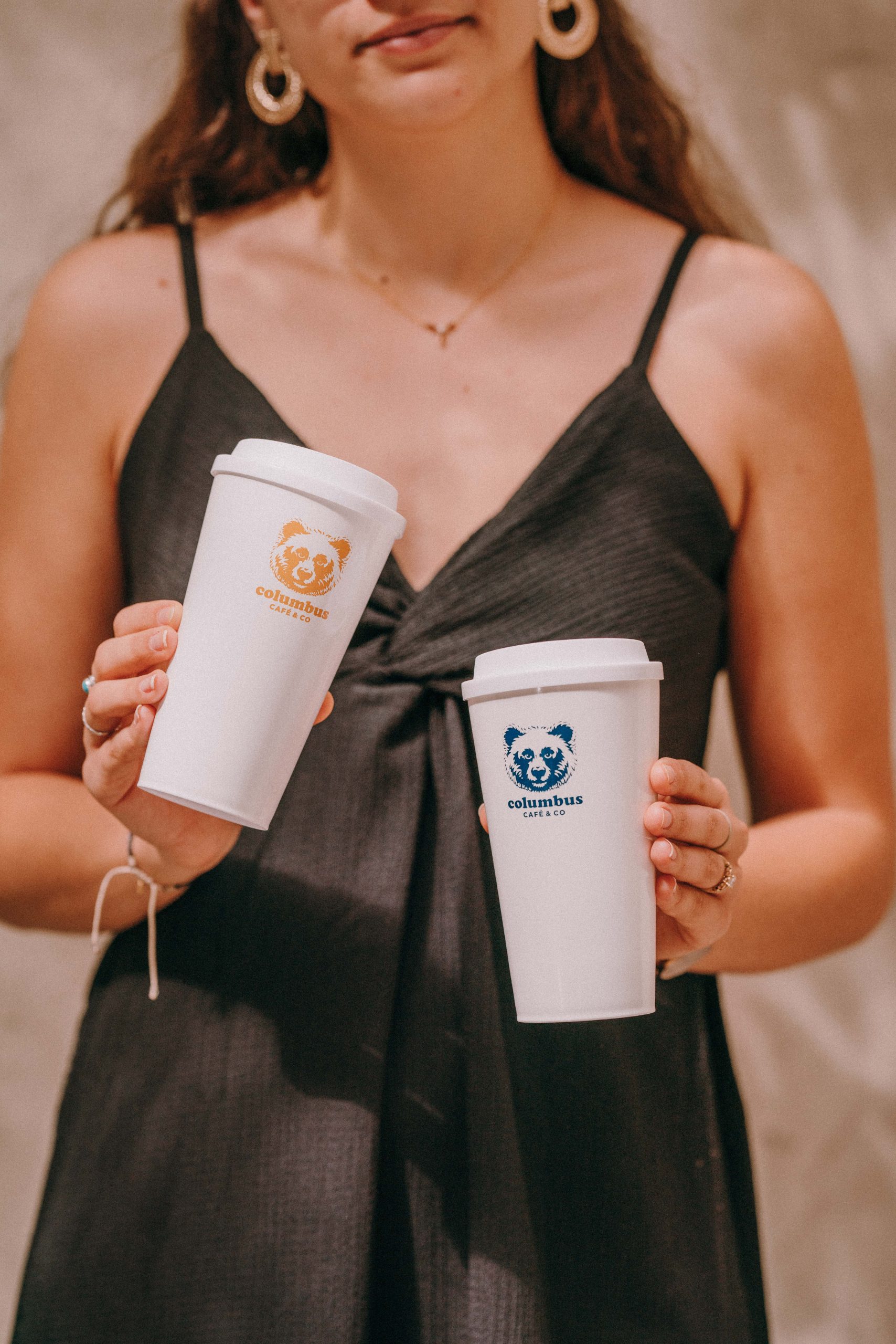 White Eco-cup blue bear