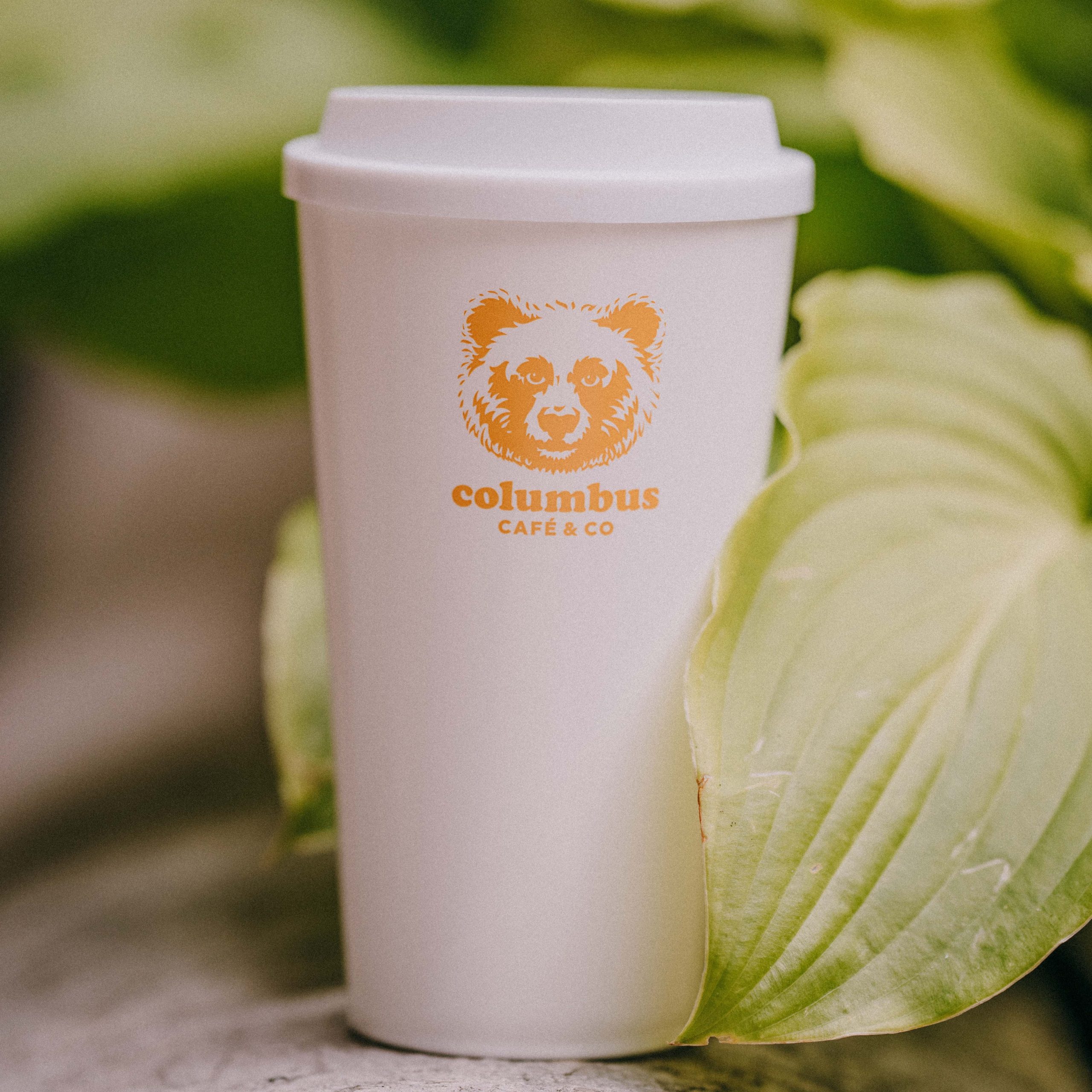 White Eco-cup blue bear